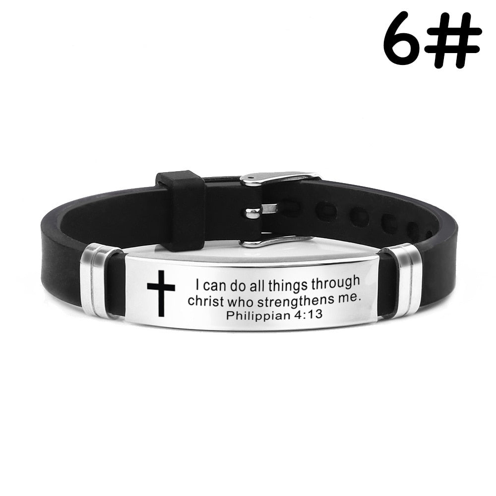 Christian Bible cross Scripture Bracelet Stainless Steel love never fails silica gel watch band hand браслеты bracelet for women