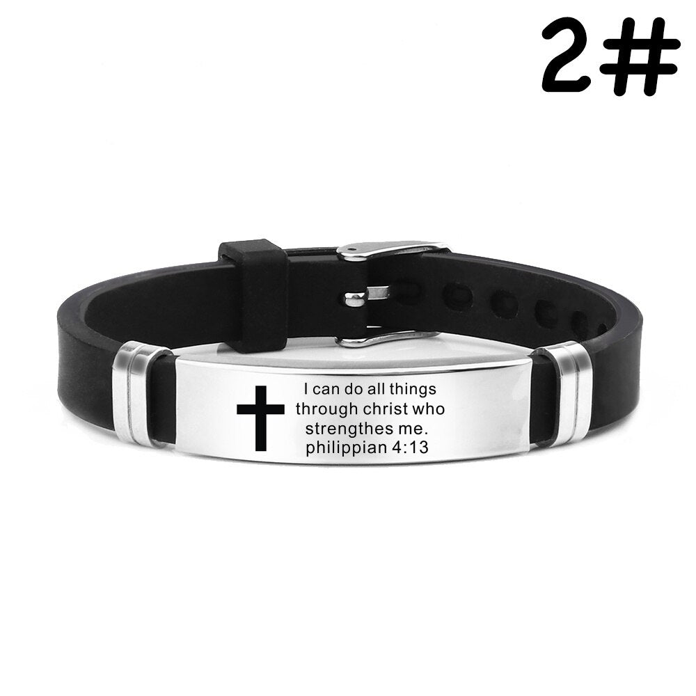 Christian Bible cross Scripture Bracelet Stainless Steel love never fails silica gel watch band hand браслеты bracelet for women