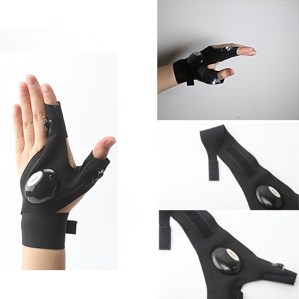 1Pair LED Flashlight Gloves Outdoor Hands Free Finger Flashlight Gloves Hands Free Lights For Camping Fishing Car Repairing