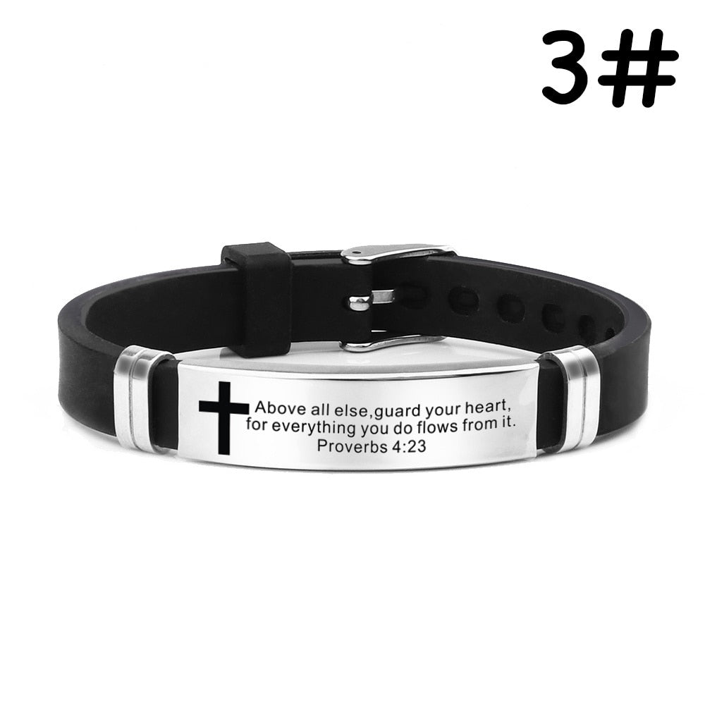 Christian Bible cross Scripture Bracelet Stainless Steel love never fails silica gel watch band hand браслеты bracelet for women