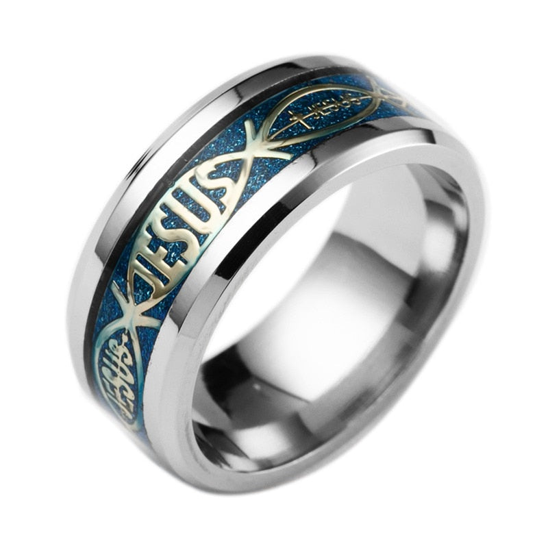 Jesus Letter 316 L Stainless Steel Ring For Religious Christian Men Women Gift Jewelry Serenity Male Bible Cross Ring