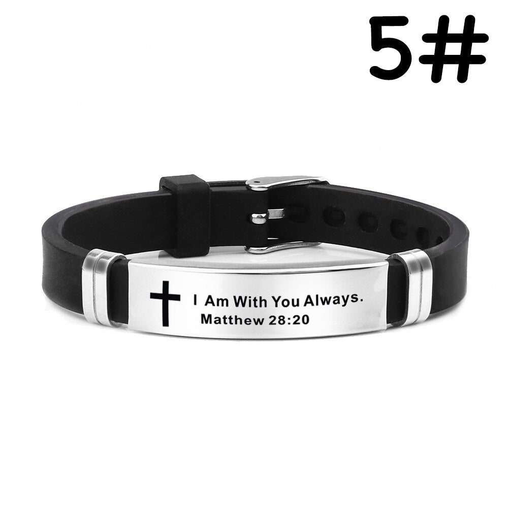 Christian Bible cross Scripture Bracelet Stainless Steel love never fails silica gel watch band hand браслеты bracelet for women