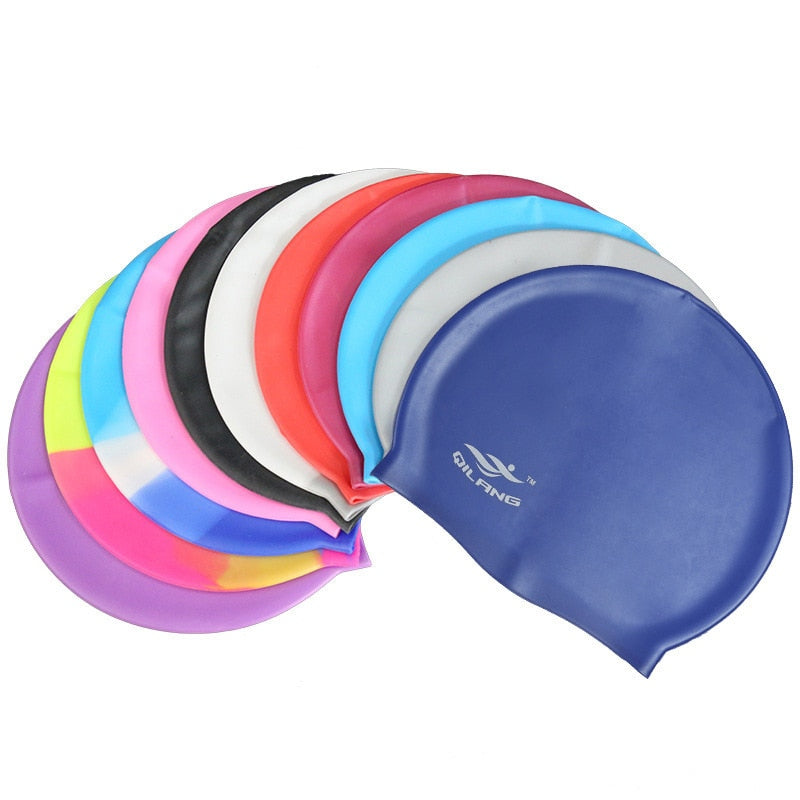 2020 Swimming Cap Silicone Women Men Waterproof Plus Size Colorful Adult Long Hair Sports High Elastic Adults Swim Pool Hat