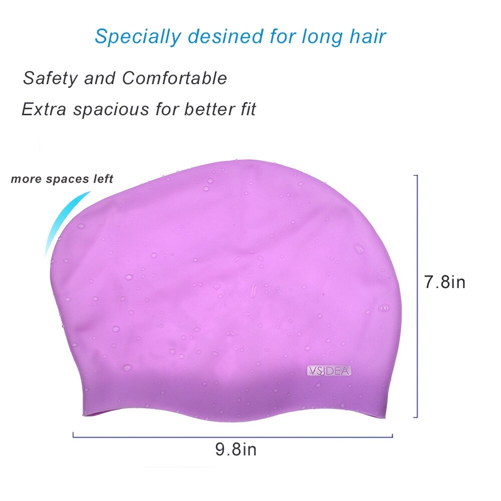 Extra Large Silicone Swim Cap-Long Hair Swimming Cap for Women Extensions and Curly Hair 2Pack,Comfortable Dreadlocks Waterprof
