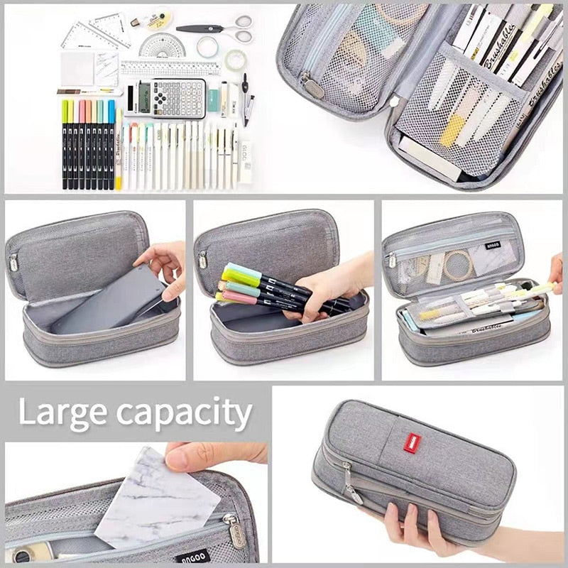 Pencil Case 9 Colors Foldable Large Capacity Waterproof Pencil Bag Kawaii Stationery for Student Office School Supplies