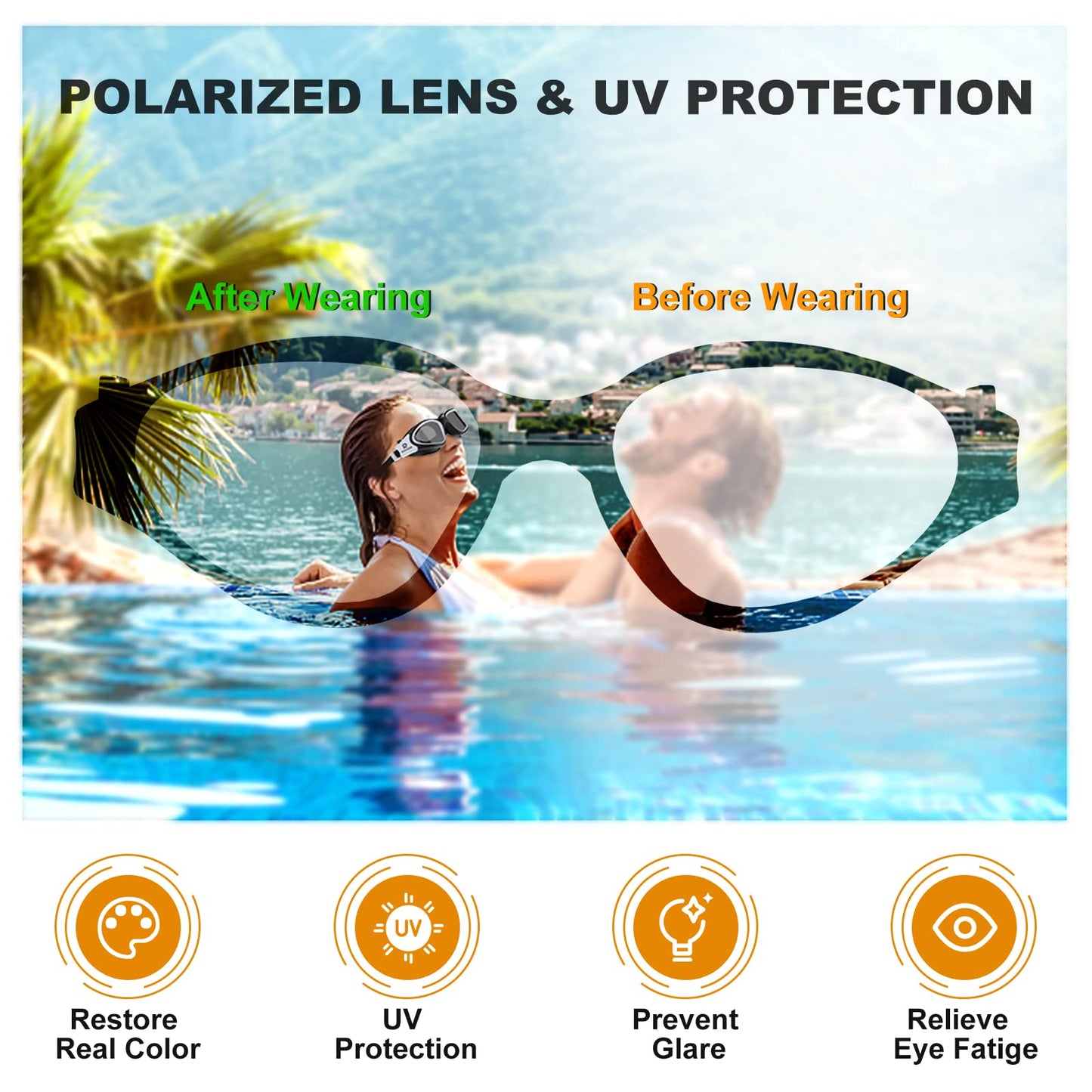 Adults Swimming Glasses Polarized Swim Goggles for Anti Fog/No Leak/Clear Wide Vision/UV Protection/Professional Pool Open Water