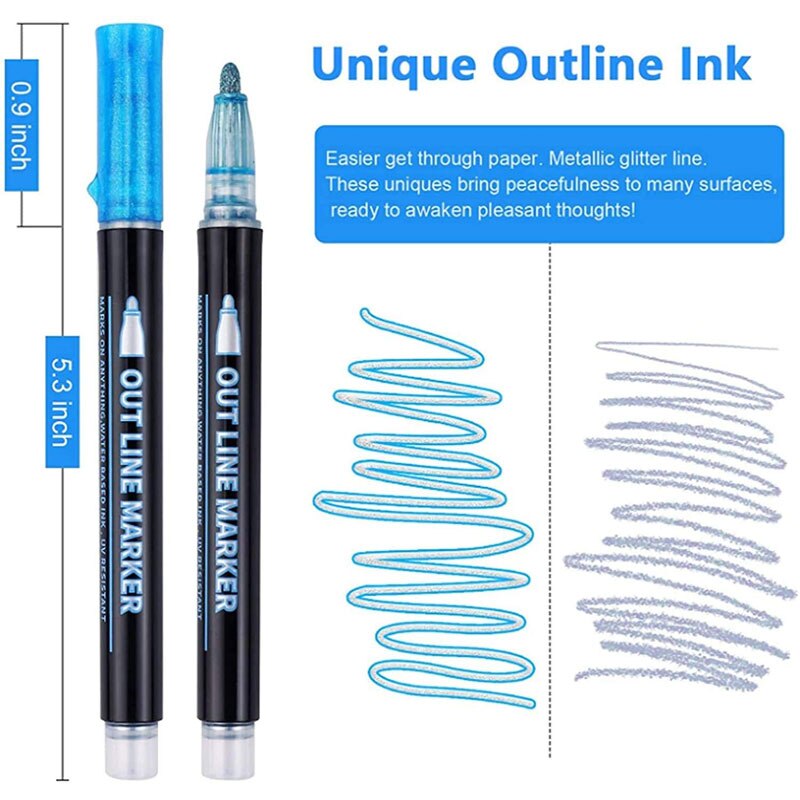 12/24 Color Double Line Outline Pen Markers Outline Marker Pen Highlighter Drawing Scrapbooking Graffiti Greeting Card Art Paint