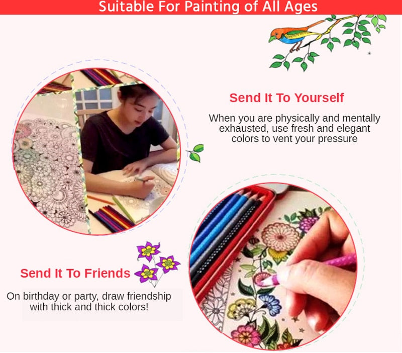 24 Pages Animal Kingdom Coloring Book for Adult Child Relieve Stress Kill Time Painting Drawing Art Book Graffiti Colouring Book