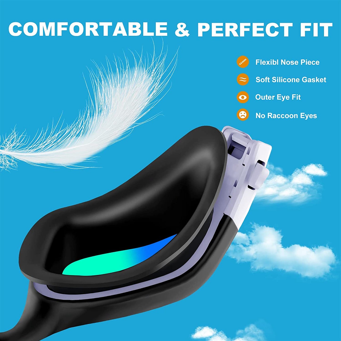 Adults Swimming Glasses Polarized Swim Goggles for Anti Fog/No Leak/Clear Wide Vision/UV Protection/Professional Pool Open Water