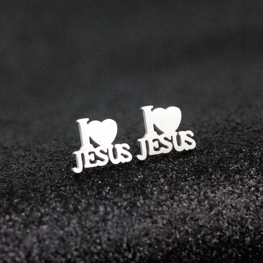 Fashion Stainless Steel Jesus Cross Men Charm Heart Letter Pendant Necklace Jewelry Set Chain Christian Symbol Jewelry Gifts