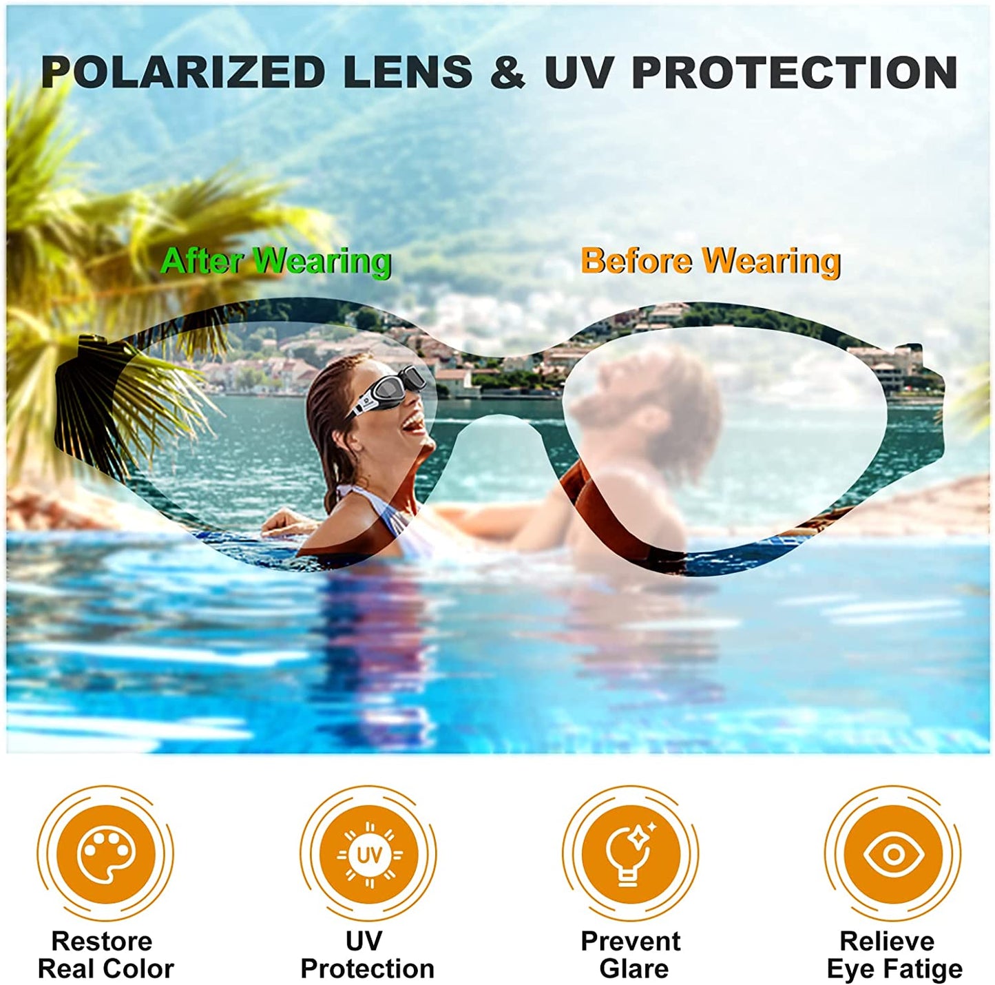 Adults Swimming Glasses Polarized Swim Goggles for Anti Fog/No Leak/Clear Wide Vision/UV Protection/Professional Pool Open Water