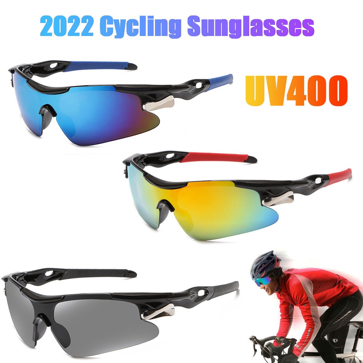 JSJM Outdoor Sports Glasses Cycling Sunglasses Men Women Bike Eyewear MTB Cycling Riding Bicycle Sun Glasses Goggles Gafas UV400