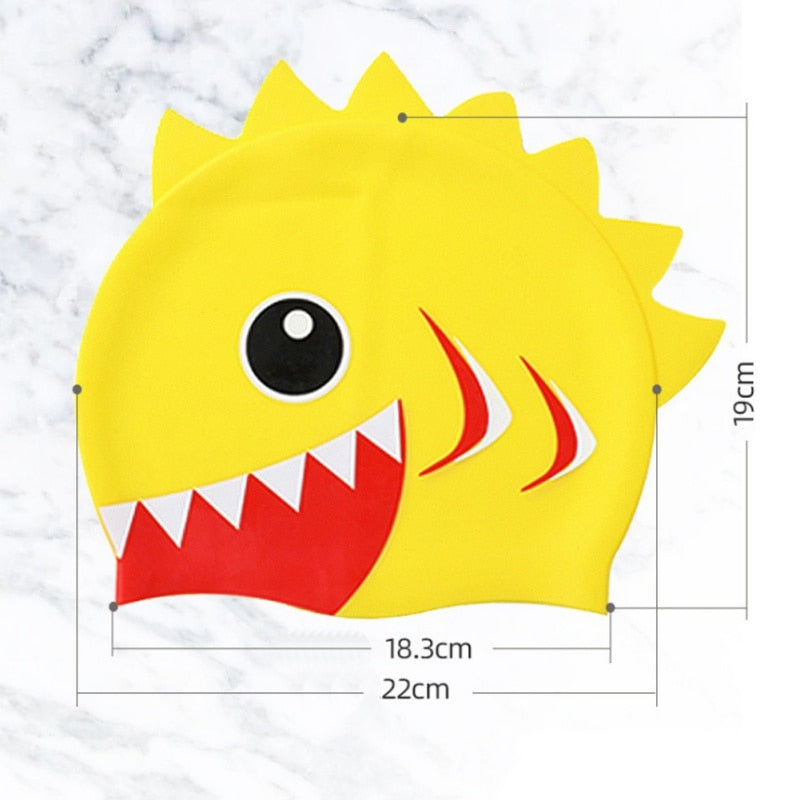 Children Swimming Caps Boys Girls Silicone Swim Pool Cap Waterproof Ear Protect Kids Cartoon Diving Hat for Water Sport