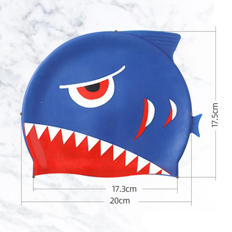 Children Swimming Caps Boys Girls Silicone Swim Pool Cap Waterproof Ear Protect Kids Cartoon Diving Hat for Water Sport