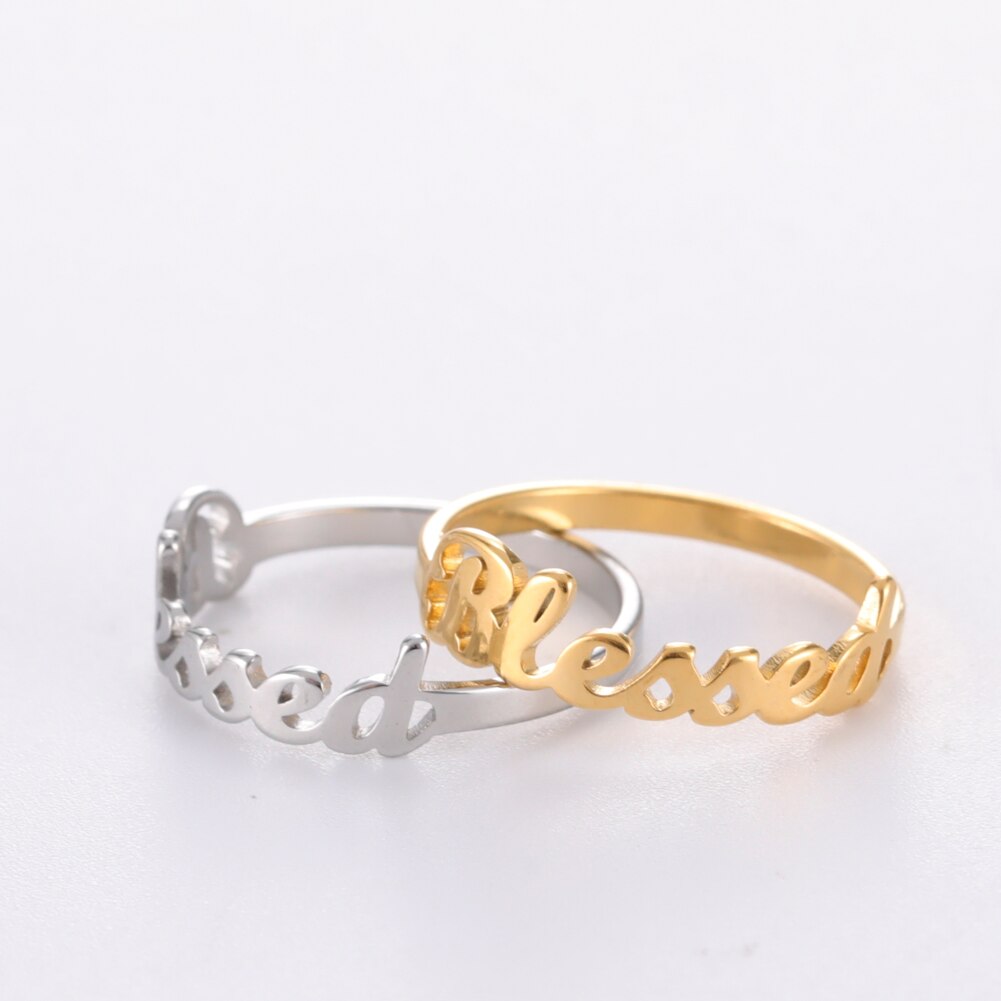 COOLTIME Blessed Ring for Men Women Supernatural Amulet God Bless Couple Ring Stainless Steel Wedding Rings Fashion Jewelry 2022