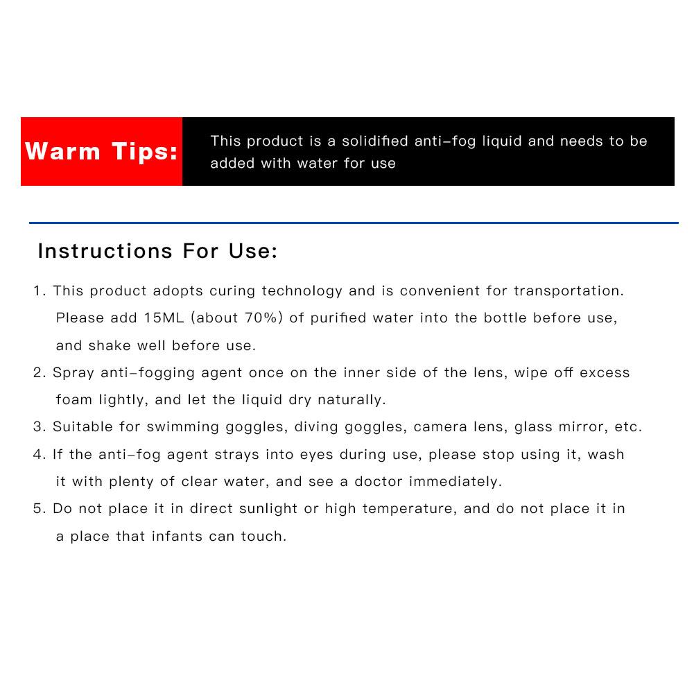 20ml Anti-Fog Spray Eyeglass Lens Anti-fogging For Diving Goggles Solid Antifogging Liquid Swimming Goggles Mist Eliminator