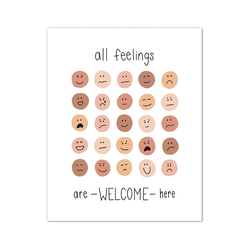 Feelings Thermometer With Coping Skills Art Prints Emotions Chart Poster Kids Teens Mental Health Art Canvas Painting Decoration