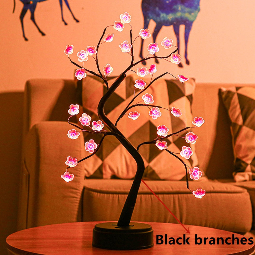 LED Night Lights Mini Christmas Tree Table Lamp Garland Fairy String Light Kid Gifts Home Indoor Room Decor Christmas Decoration