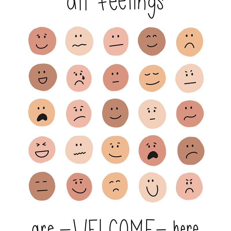 Feelings Thermometer With Coping Skills Art Prints Emotions Chart Poster Kids Teens Mental Health Art Canvas Painting Decoration