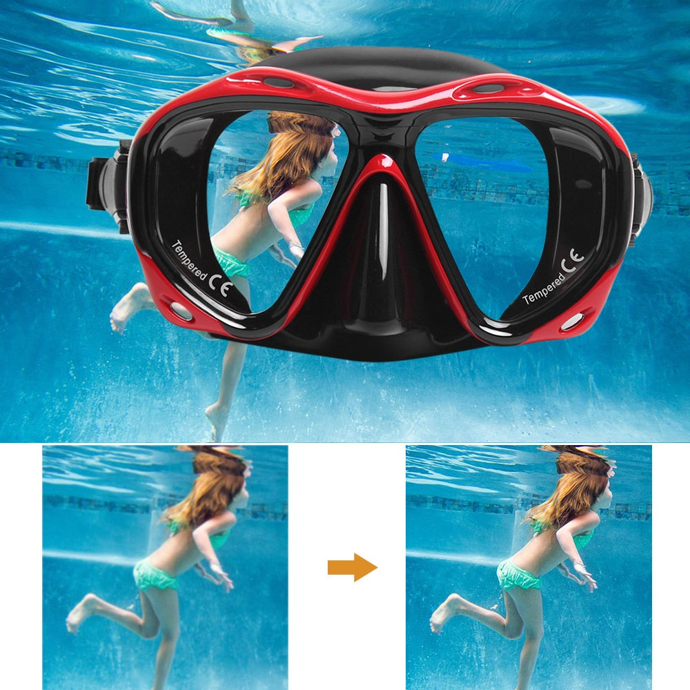 Brand Professional Silicone Gear Scuba Diving Mask Equipment Snorkel Adults Anti-Fog UV Waterproof Swim/Dive Glasses Men Women