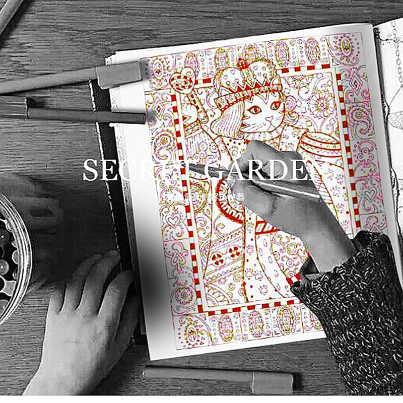 Cute Cat English Edition coloring book for  kids  adult DIY school craft supply