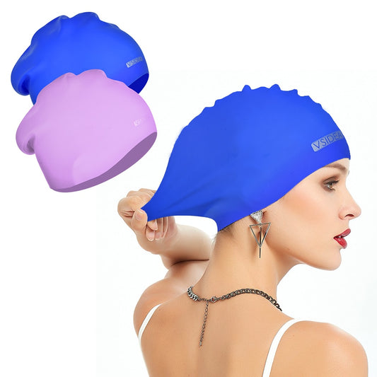 Extra Large Silicone Swim Cap-Long Hair Swimming Cap for Women Extensions and Curly Hair 2Pack,Comfortable Dreadlocks Waterprof