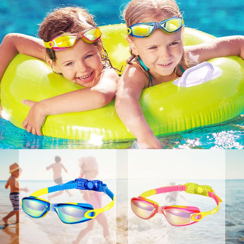JSJM Professional Colorful Children Silicone Swimming Goggles Anti Fog UV Swimming Glasses Waterproof Silicone Swim Eyewear Kids