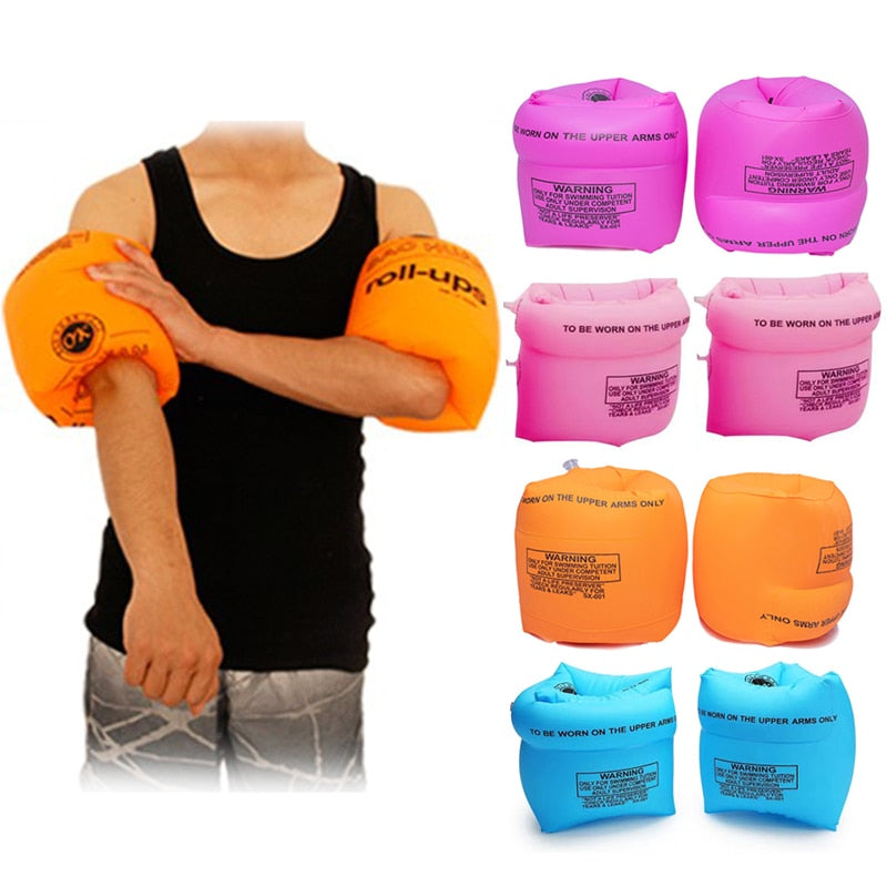 New 1Pair Swimming Inflatable Arm Rings For Adult Kids Portable Floating Circle Sleeves Pool Buoy Armbands Swimming Equipment
