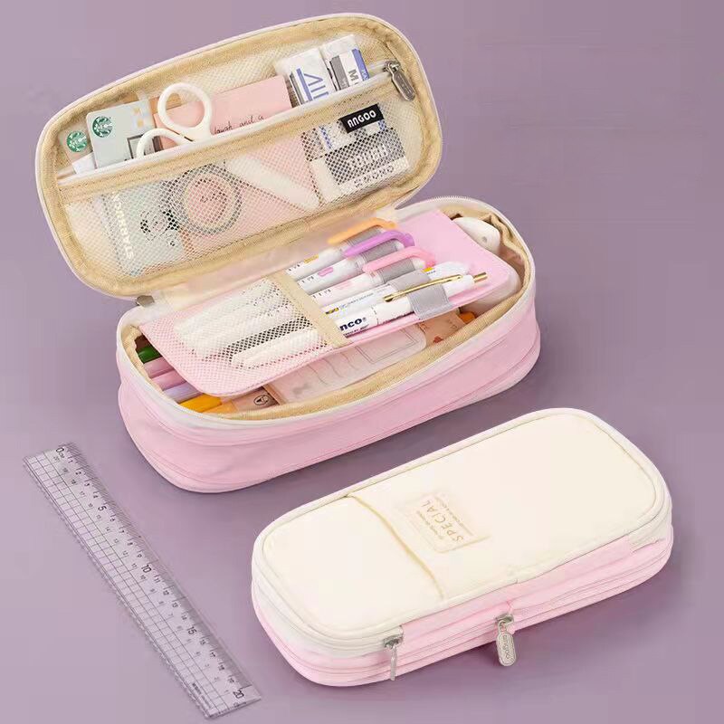 Pencil Case 9 Colors Foldable Large Capacity Waterproof Pencil Bag Kawaii Stationery for Student Office School Supplies