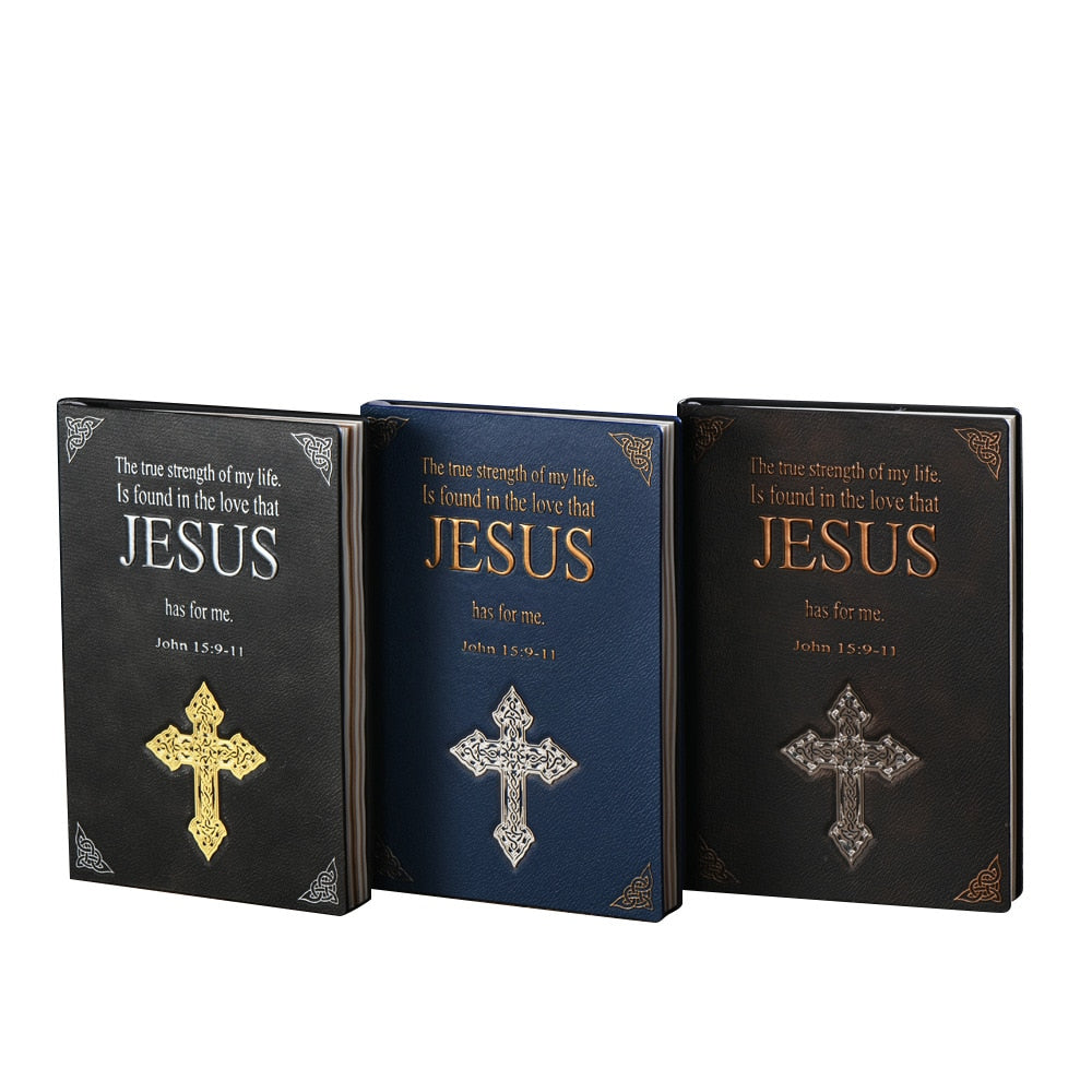 European Embossed Retro PU A5 Notebook Creative Cross Series JESUS Hardcover Notepad Fashion Business Office Notebooks
