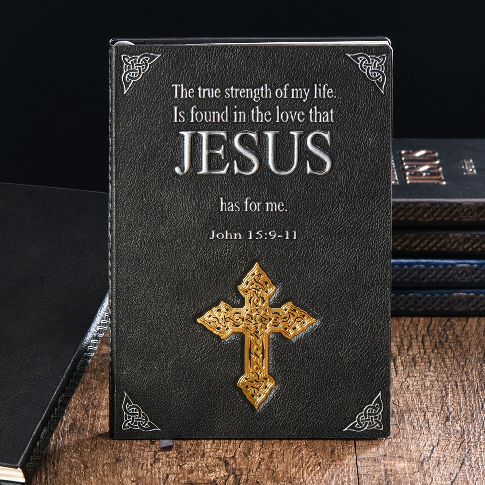 European Embossed Retro PU A5 Notebook Creative Cross Series JESUS Hardcover Notepad Fashion Business Office Notebooks