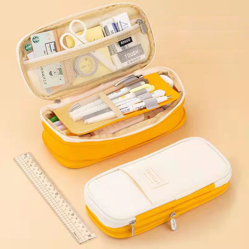 Pencil Case 9 Colors Foldable Large Capacity Waterproof Pencil Bag Kawaii Stationery for Student Office School Supplies