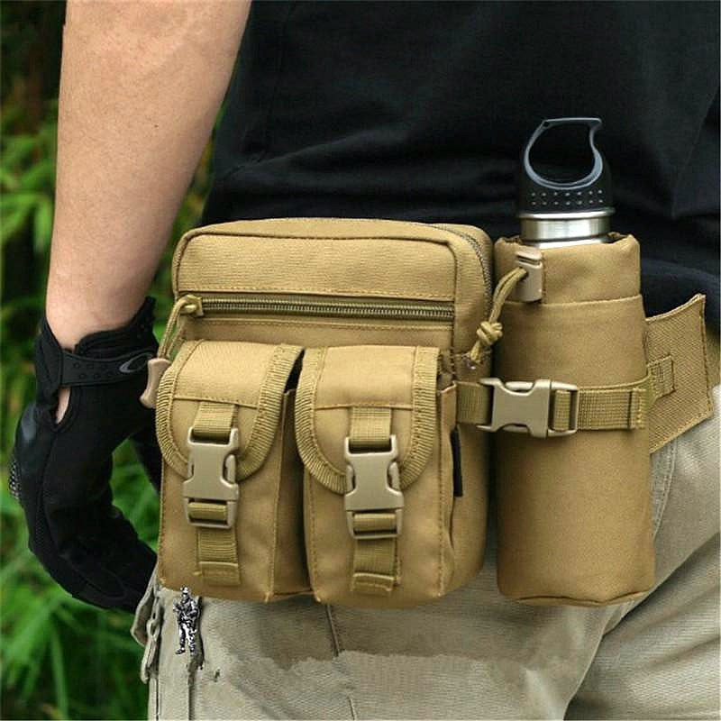 JSJM Tactical Belt Bag Outdoor Sports Hunting Mountaineering Camping Fanny Pack Military Combat Pockets Hiking Water Bottle Bag