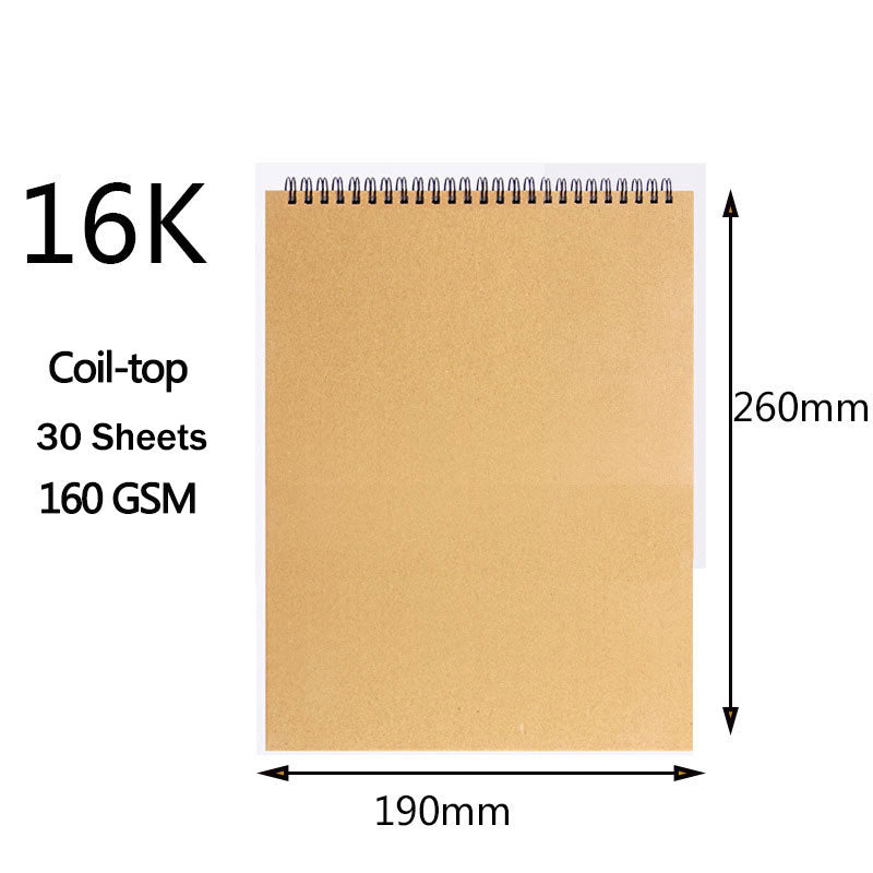 sketchbook Spiral Art Notebook Kraft Paper Blank 160GSM HardCover School Supplies Pencil Drawing Notepad Stationary