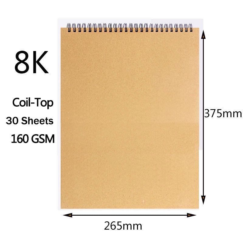 sketchbook Spiral Art Notebook Kraft Paper Blank 160GSM HardCover School Supplies Pencil Drawing Notepad Stationary