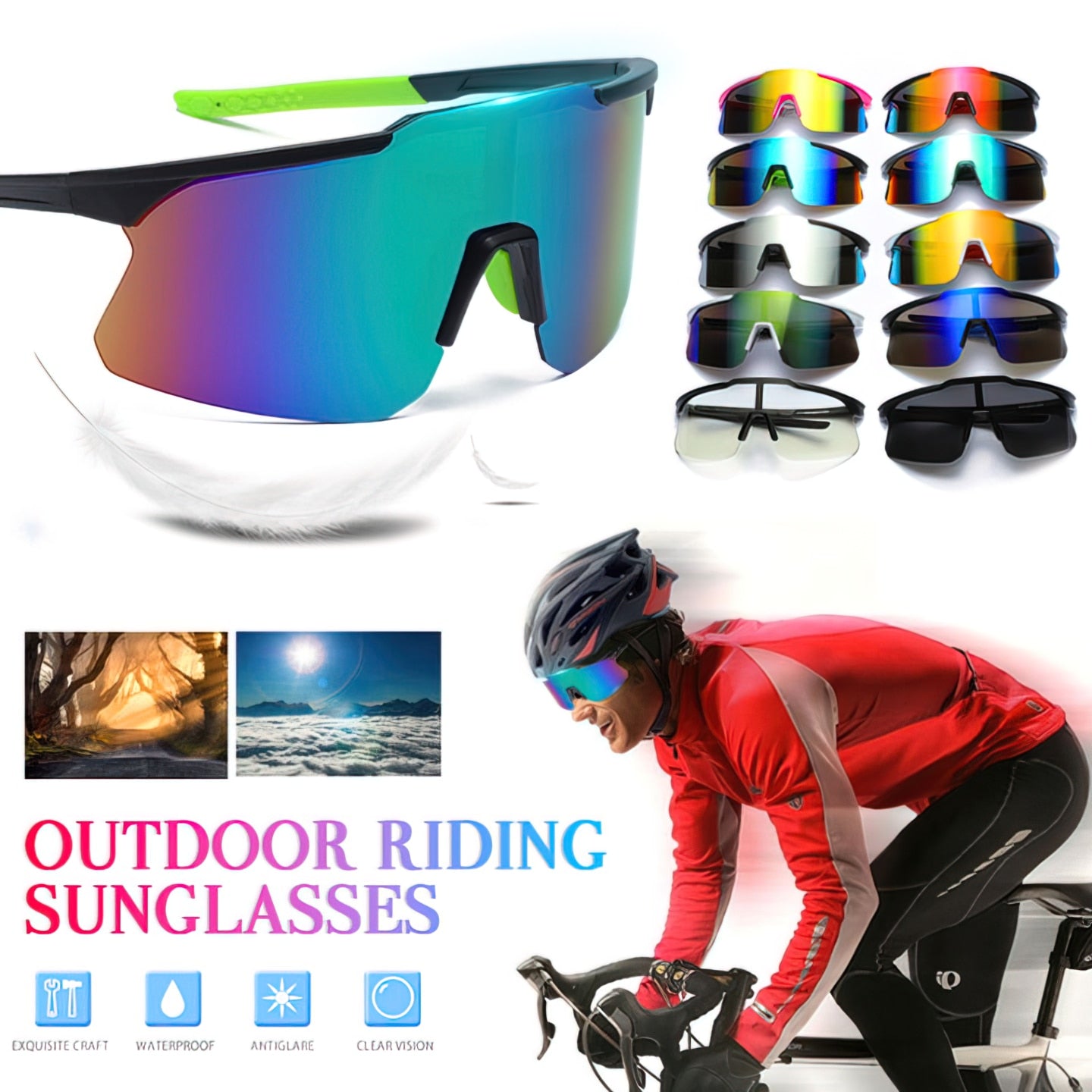 JSJM 2022 New Outdoor Anti-Wind Cycling Sunglasses Eyewear Colorful Sports Sun Glasses Riding Bicycle Glasses Men Women UV400