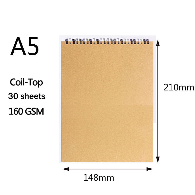 sketchbook Spiral Art Notebook Kraft Paper Blank 160GSM HardCover School Supplies Pencil Drawing Notepad Stationary