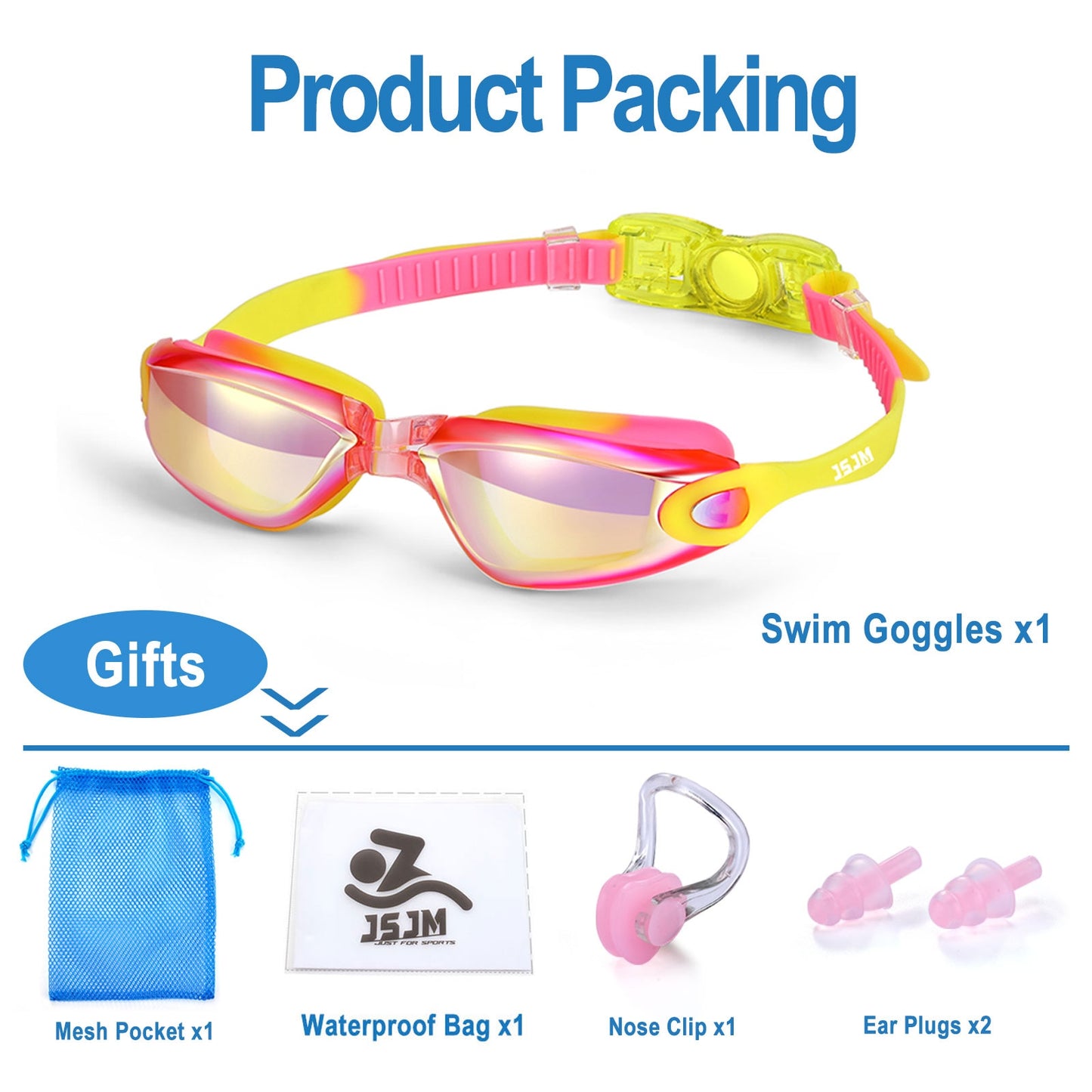 JSJM Professional Colorful Children Silicone Swimming Goggles Anti Fog UV Swimming Glasses Waterproof Silicone Swim Eyewear Kids