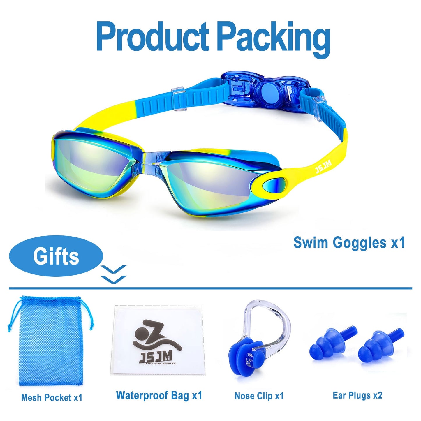 JSJM Professional Colorful Children Silicone Swimming Goggles Anti Fog UV Swimming Glasses Waterproof Silicone Swim Eyewear Kids