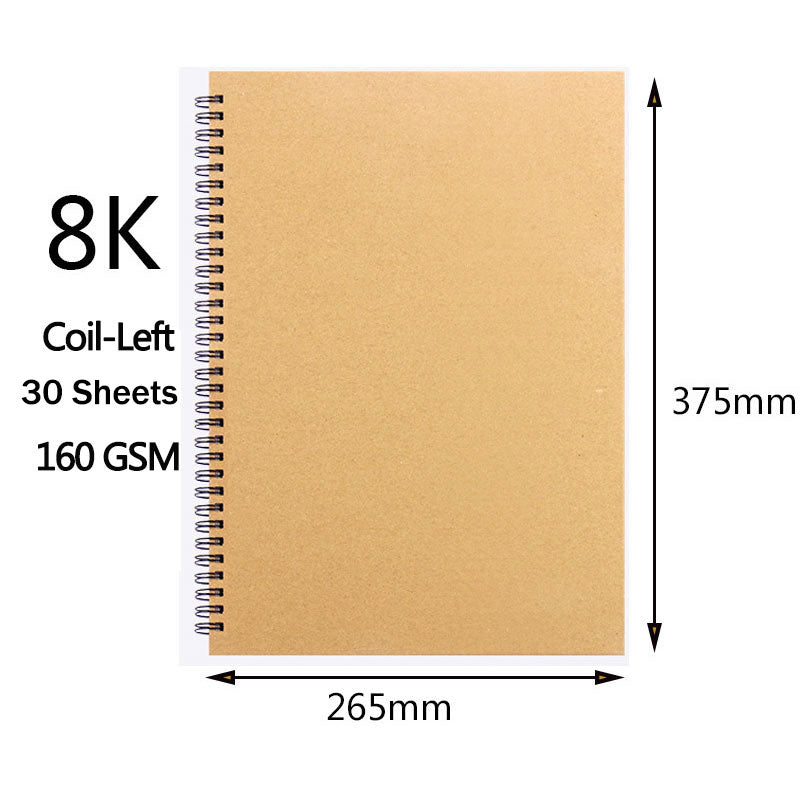 sketchbook Spiral Art Notebook Kraft Paper Blank 160GSM HardCover School Supplies Pencil Drawing Notepad Stationary