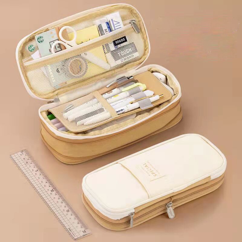 Pencil Case 9 Colors Foldable Large Capacity Waterproof Pencil Bag Kawaii Stationery for Student Office School Supplies