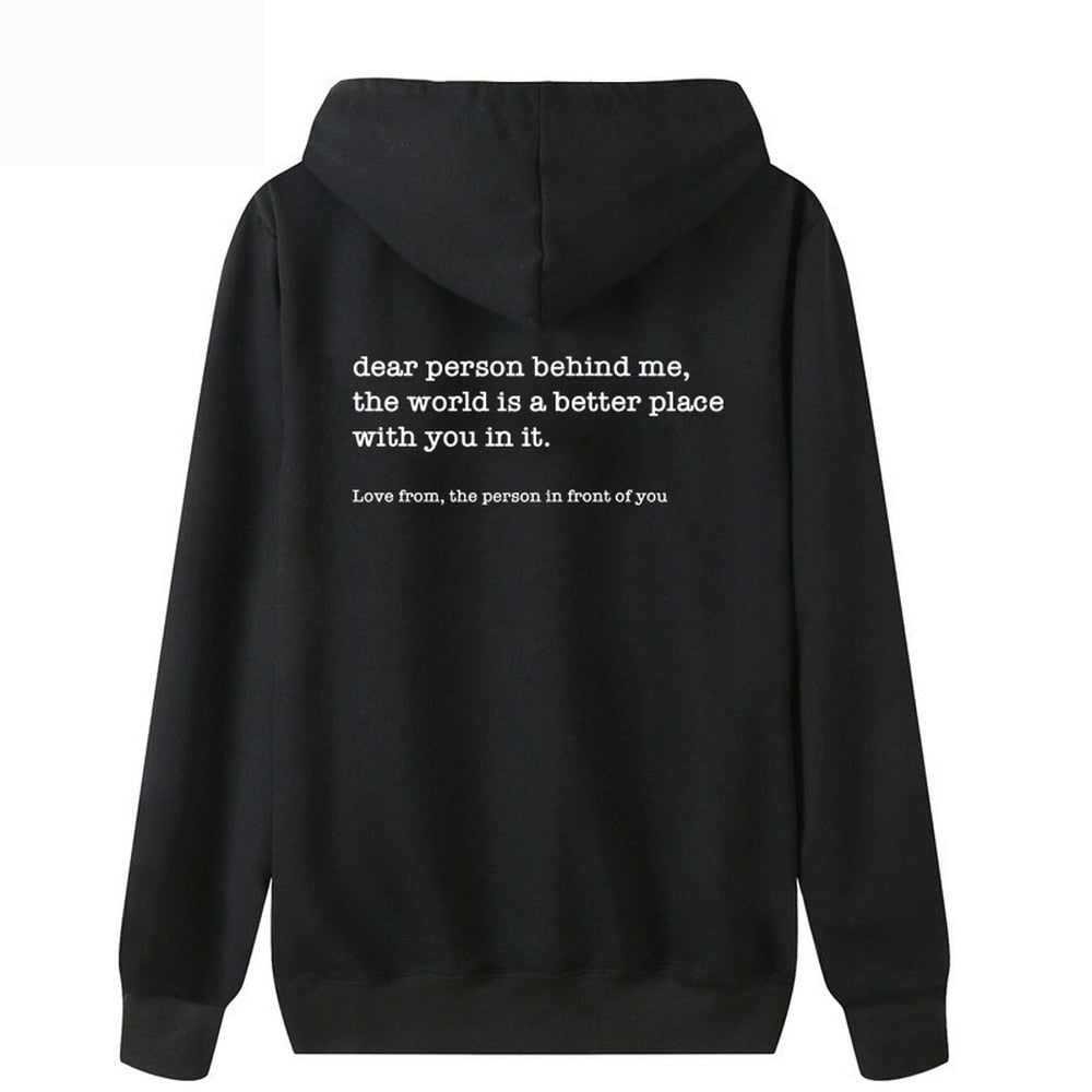 Dear Person Behind Me Hoodie Be Kind Message Hoody Mental Health Awareness Hoodies Long Sleeve Sweatshirt Pullovers