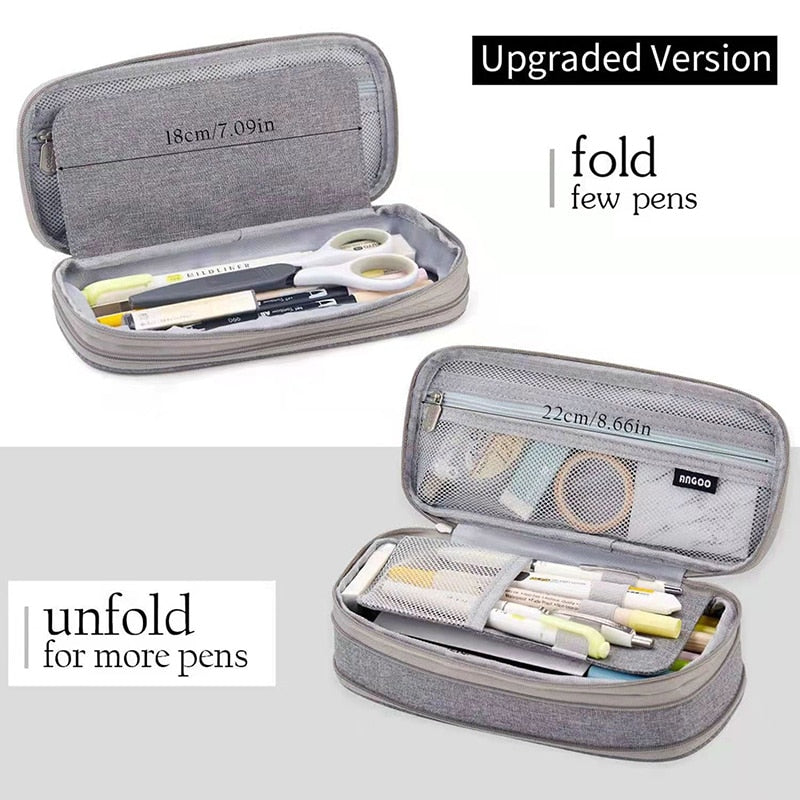 Pencil Case 9 Colors Foldable Large Capacity Waterproof Pencil Bag Kawaii Stationery for Student Office School Supplies