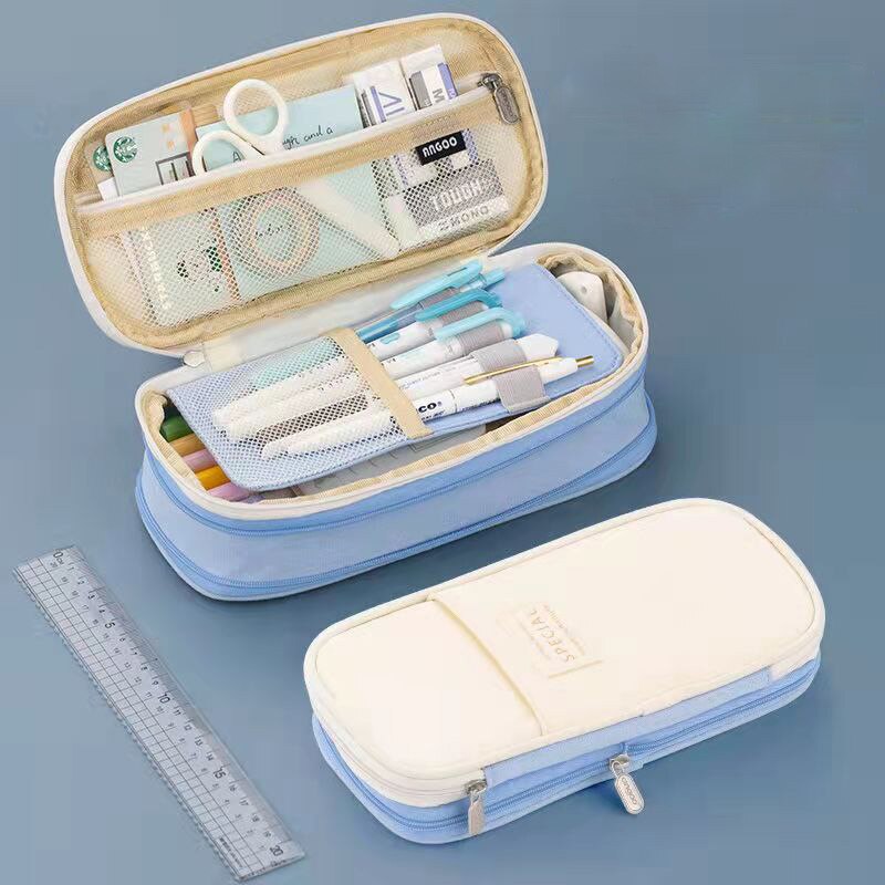 Pencil Case 9 Colors Foldable Large Capacity Waterproof Pencil Bag Kawaii Stationery for Student Office School Supplies