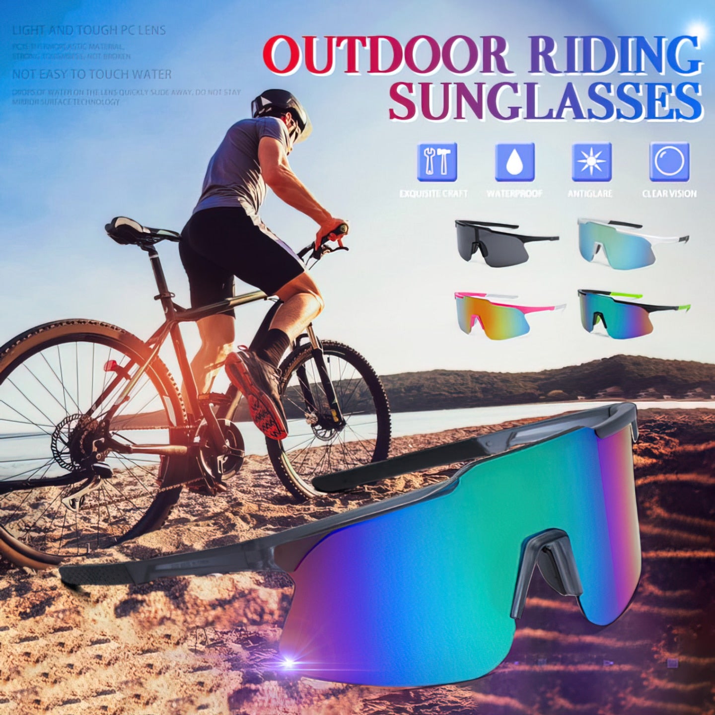 JSJM 2022 New Outdoor Anti-Wind Cycling Sunglasses Eyewear Colorful Sports Sun Glasses Riding Bicycle Glasses Men Women UV400