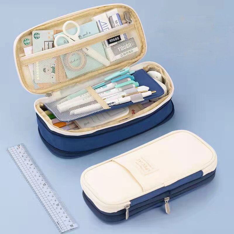 Pencil Case 9 Colors Foldable Large Capacity Waterproof Pencil Bag Kawaii Stationery for Student Office School Supplies