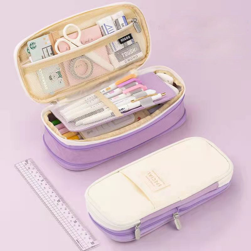 Pencil Case 9 Colors Foldable Large Capacity Waterproof Pencil Bag Kawaii Stationery for Student Office School Supplies