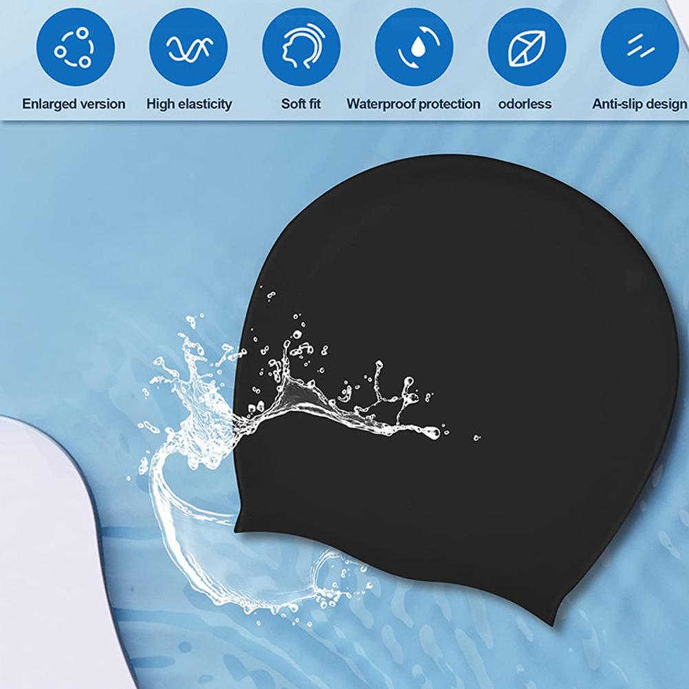 New 2022 Protect Ears Long Hair Sports Swim High Elasticity Silicone Swimming Waterproof Swim Hat for Long Hair