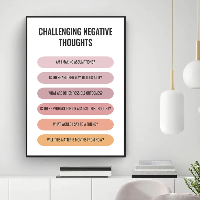 Canvas Painting Note To Self Mental Health Inspiring Quote Nordic Wall Art Pictures Poster Print for Living Room Home Decoration