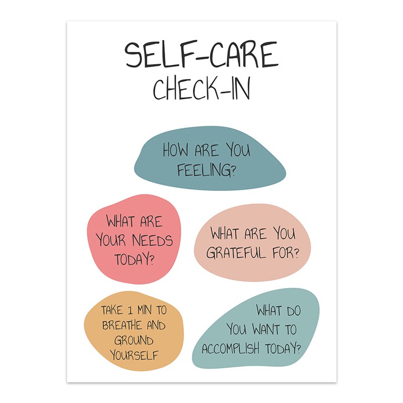 Canvas Painting Note To Self Mental Health Inspiring Quote Nordic Wall Art Pictures Poster Print for Living Room Home Decoration